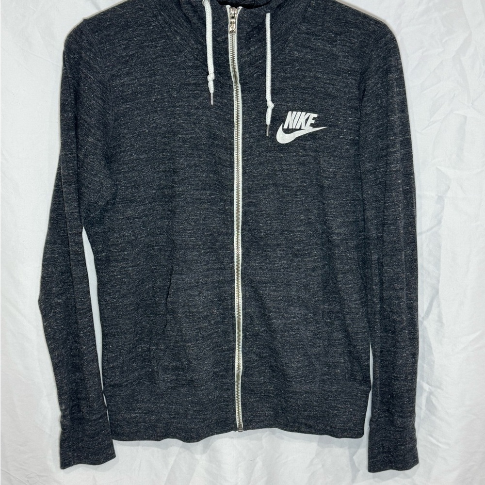 Nike Red Tag Women's XL Charcoal Zip-Up Hooded Lightweight Sweater